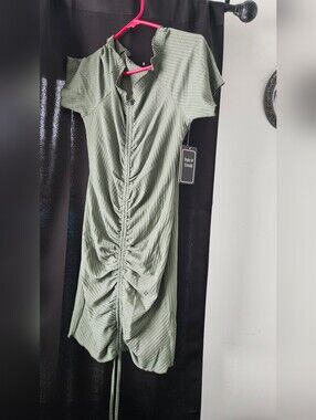 Ruched Sage Green Women’s Dress